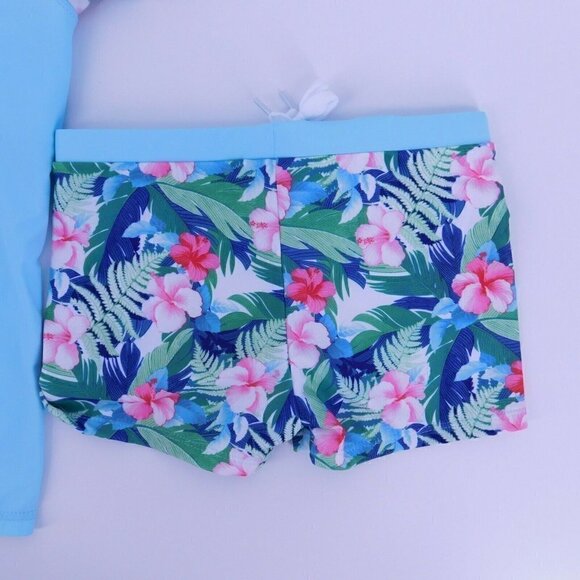 Phibee Swimsuit Girls Size 8 & 12 Blue Beachwear Drawstring 2 Piece Boy Shorts - Picture 4 of 7